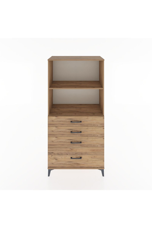 Hyperion Dolap 2 Raflı 4 Çekmeceli 88 x 44 x 182 cm Çam - Çam