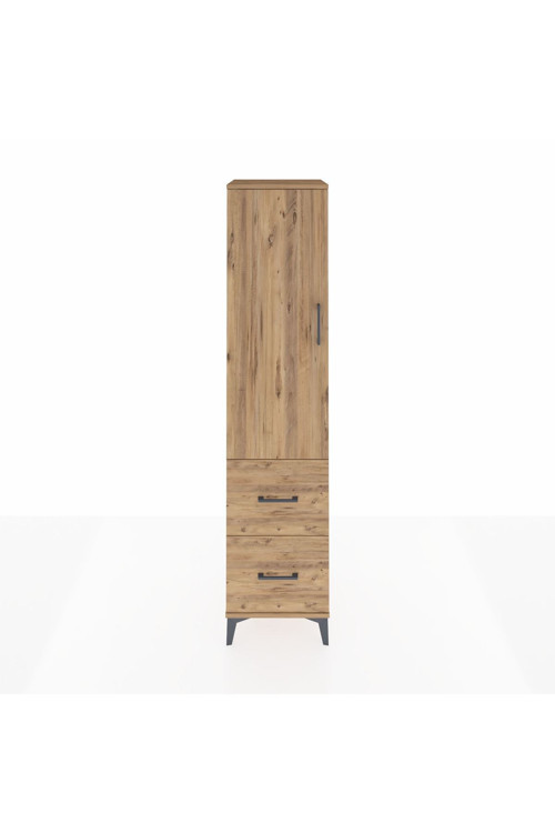 Hyperion Dolap 4 Raflı 2 Çekmeceli Tek Kapaklı 44x44x195 Çam-Çam