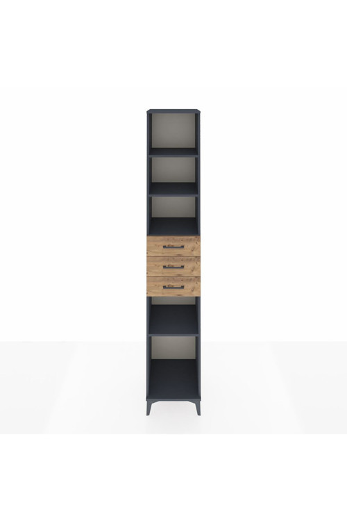Hyperion Dolap 4 Raflı 3 Çekmeceli 44x44x243 Antrasit-Çam