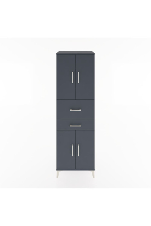 Hyperion Dolap 4 Raflı 2 Çekmeceli 4 Kapaklı 60 x 44 x 195 cm Antrasit - Antrasit