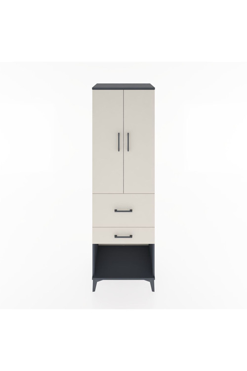 Hyperion Dolap 3 Raflı 2 Çekmeceli 2 Kapaklı 60 x 44 x 195 cm Antrasit - Aytaşı