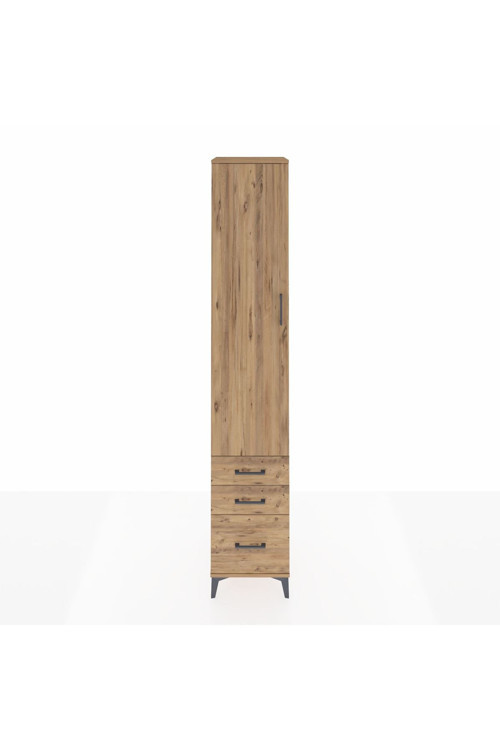 Hyperion Dolap 5 Raflı 3 Çekmeceli Tek Kapaklı 44x44x243 Çam-Çam
