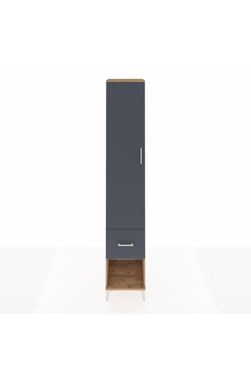 Hyperion Dolap 5 Raflı Tek Çekmeceli Tek Kapaklı 44x44x243 Çam-Antrasit