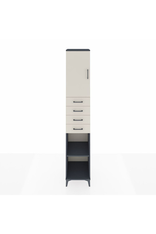 Hyperion Dolap 4 Raflı 4 Çekmeceli Tek Kapaklı 44x44x243 Antrasit-Aytaşı