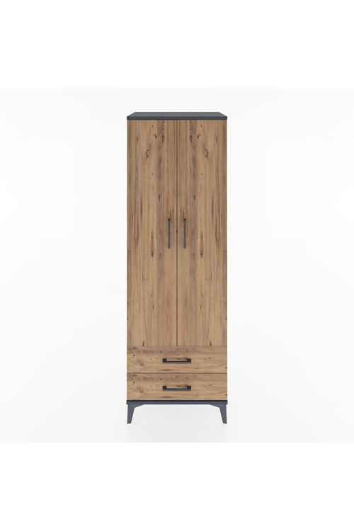 Hyperion Dolap 1 Raflı 2 Çekmeceli 1 Askılı 60 x 44 x 182 cm Antrasit - Çam