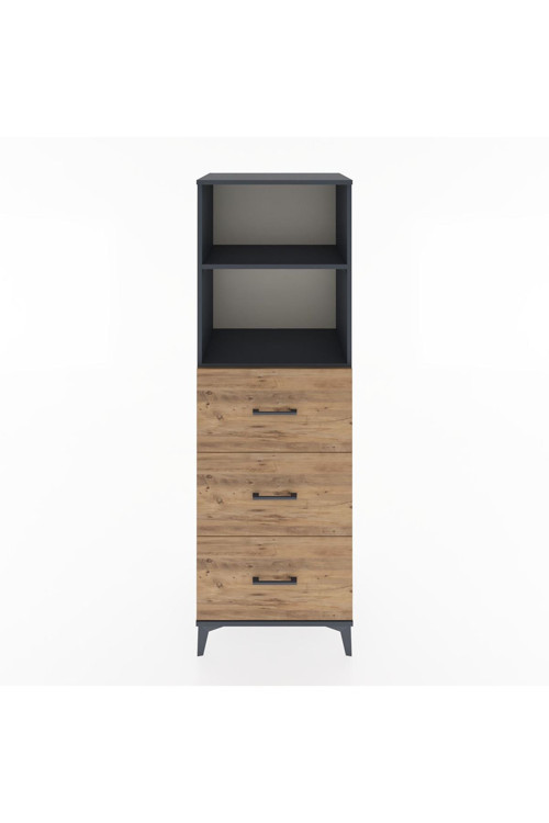 Hyperion Dolap 2 Raflı 3 Çekmeceli 60 x 44 x 182 cm Antrasit - Çam