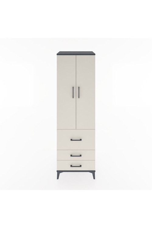 Hyperion Dolap 2 Raflı 3 Çekmeceli 1 Askılı 60 x 44 x 195 cm Antrasit - Aytaşı