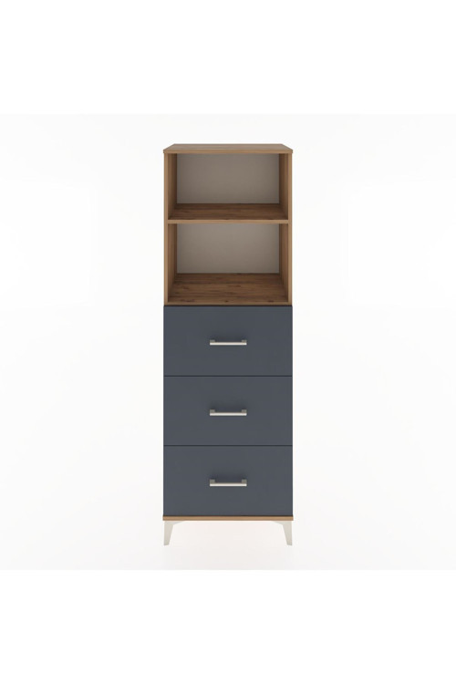 Hyperion Dolap 2 Raflı 3 Çekmeceli 60 x 44 x 182 cm Çam - Antrasit
