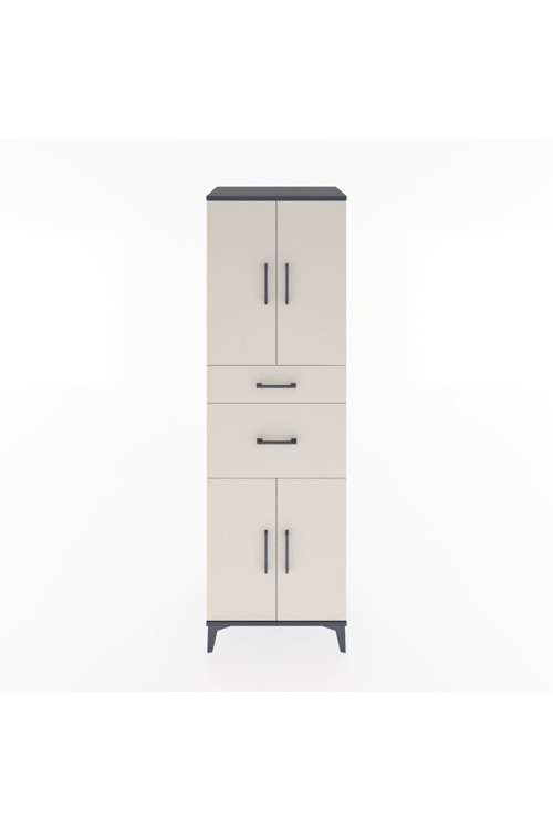 Hyperion Dolap 4 Raflı 2 Çekmeceli 4 Kapaklı 60 x 44 x 195 cm Antrasit - Aytaşı