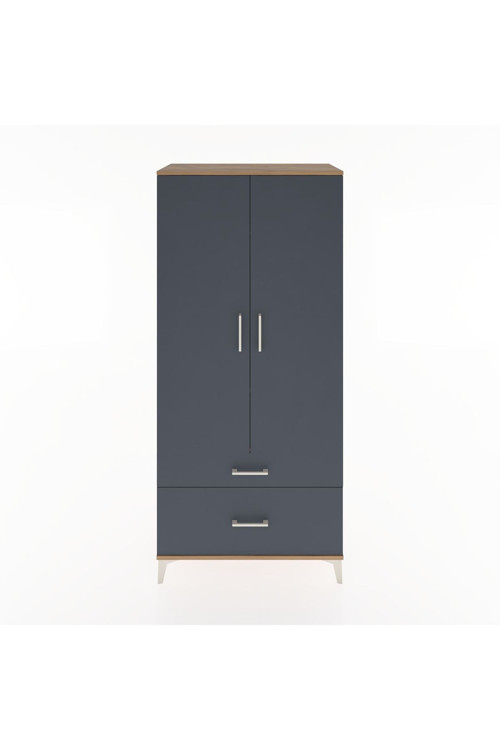 Hyperion Dolap 2 Raflı 2 Çekmeceli Tek Askılı 88x44x195 Çam-Antrasit