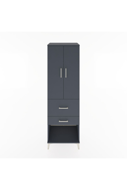 Hyperion Dolap 3 Raflı 2 Çekmeceli 2 Kapaklı 60x44x195 Antrasit-Antrasit