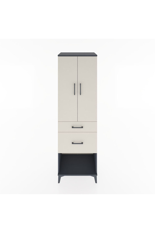 Hyperion Dolap Tek Raflı 2 Çekmeceli Tek Askılı 60x44x195 Antrasit-Aytaşı