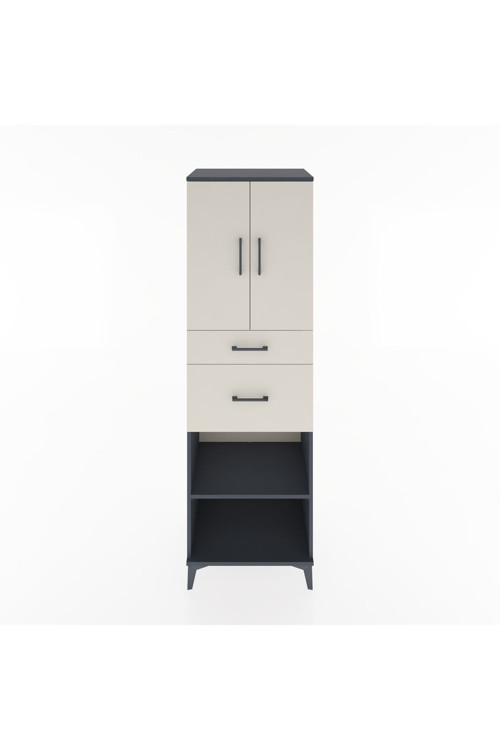 Hyperion Dolap 4 Raflı 2 Çekmeceli 2 Kapaklı 60x44x195 Antrasit-Aytaşı
