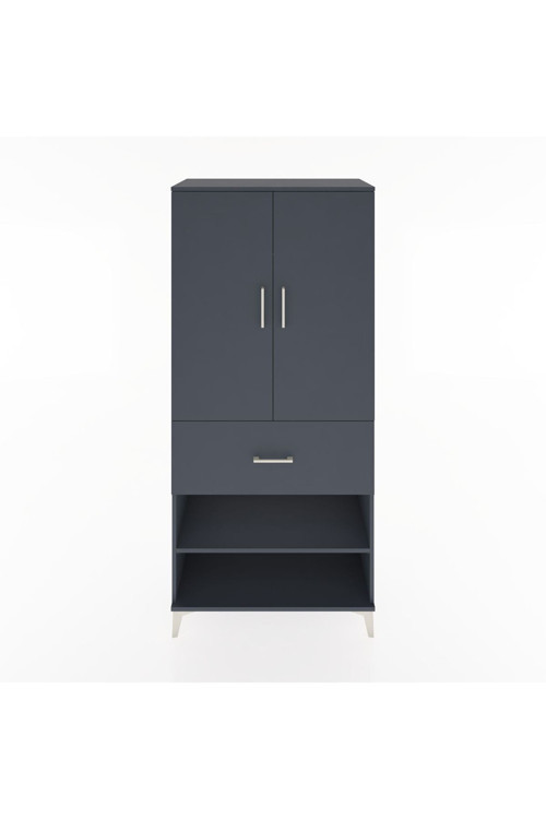 Hyperion Dolap 2 Raflı Tek Çekmeceli Tek Askılı 88x44x195 Antrasit-Antrasit