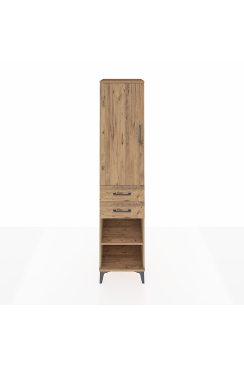 Hyperion Dolap 3 Raflı 2 Çekmeceli Tek Kapaklı 44x44x195 Çam-Çam