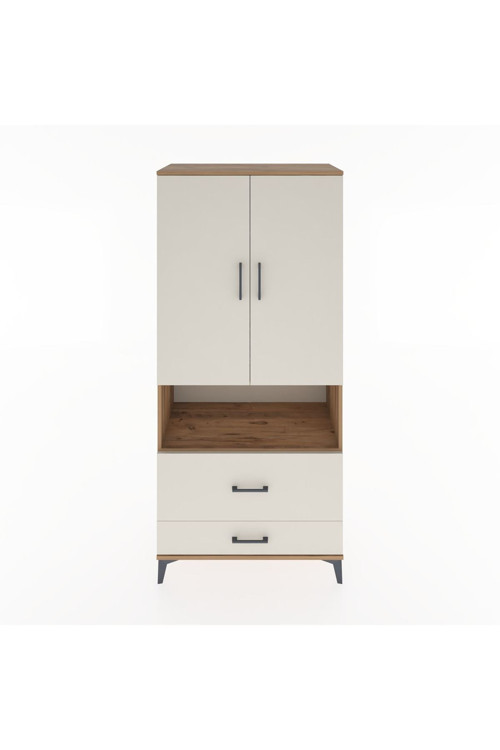 Hyperion Dolap 2 Raflı 2 Çekmeceli Tek Askılı 88x44x195 Çam-Aytaşı