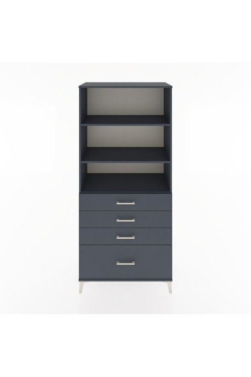 Hyperion Dolap 3 Raflı 4 Çekmeceli 88x44x195 Antrasit-Antrasit