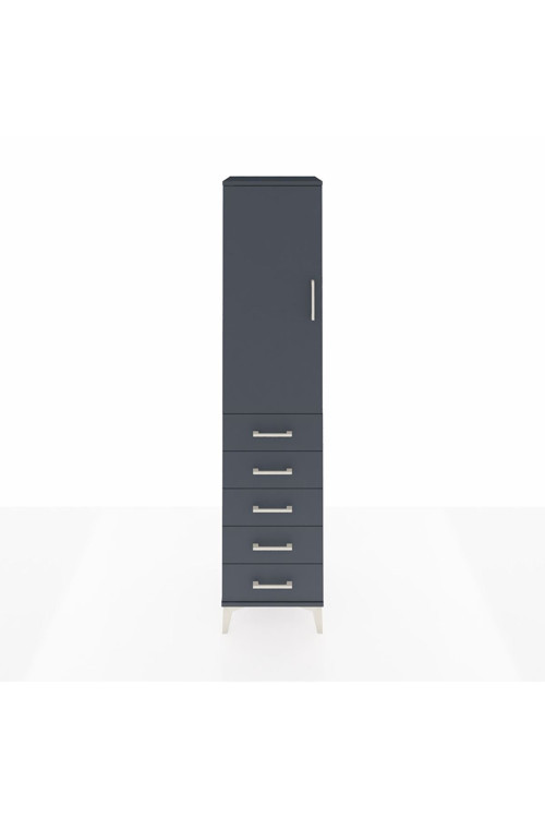 Hyperion Dolap Tek Raflı 5 Çekmeceli Tek Askılı 44x44x195 Antrasit-Antrasit