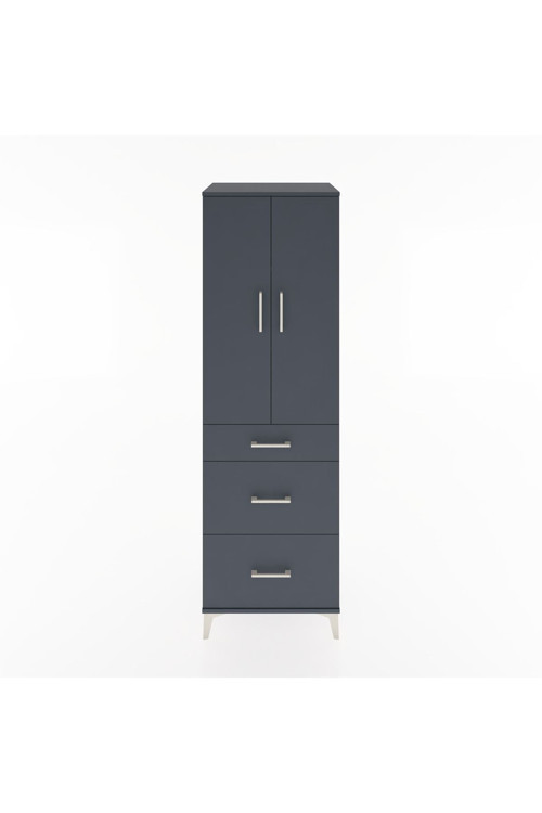 Hyperion Dolap 3 Raflı 3 Çekmeceli 2 Kapaklı 60x44x195 Antrasit-Antrasit