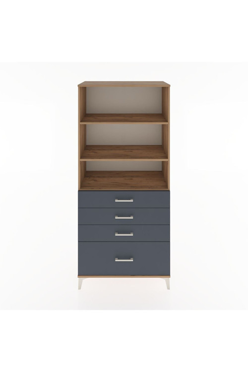 Hyperion Dolap 3 Raflı 4 Çekmeceli 88x44x195 Çam-Antrasit
