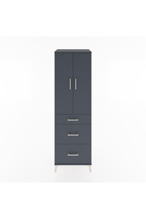 Hyperion Dolap 3 Raflı 3 Çekmeceli 2 Kapaklı 60x44x195 Antrasit-Antrasit