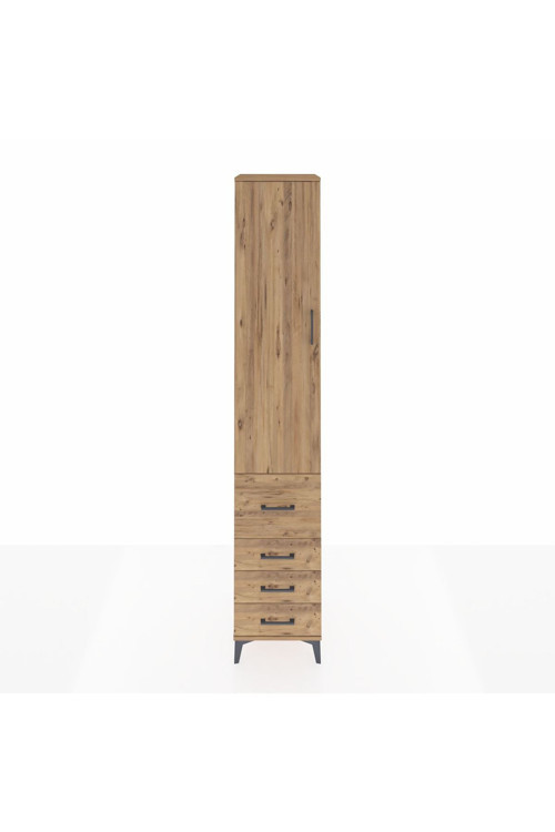 Hyperion Dolap 4 Raflı 4 Çekmeceli Tek Kapaklı 44x44x243 Çam-Çam