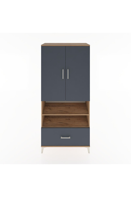 Hyperion Dolap 3 Raflı Tek Çekmeceli Tek Askılı 88x44x195 Çam-Antrasit