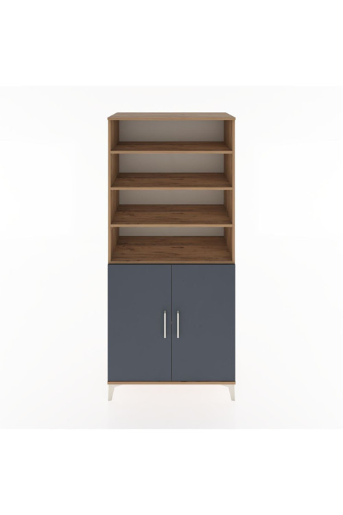 Hyperion Dolap 5 Raflı 2 Kapaklı 88x44x195 Çam-Antrasit