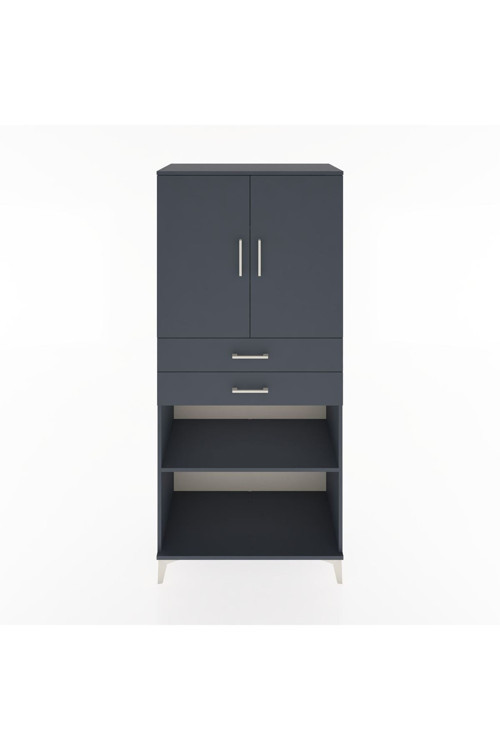 Hyperion Dolap 4 Raflı 2 Çekmeceli 2 Kapaklı 88x44x195 Antrasit-Antrasit