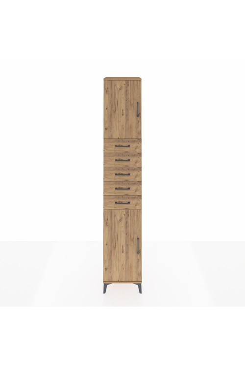 Hyperion Dolap 3 Raflı 5 Çekmeceli 2 Kapaklı 44 x 44 x 243 cm Çam - Çam