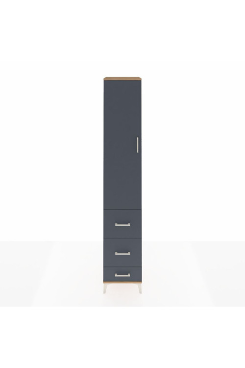 Hyperion Dolap 2 Raflı 3 Çekmeceli Tek Askılı 44x44x243 Çam-Antrasit