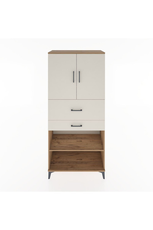 Hyperion Dolap 4 Raflı 2 Çekmeceli 2 Kapaklı 88x44x195 Çam-Aytaşı