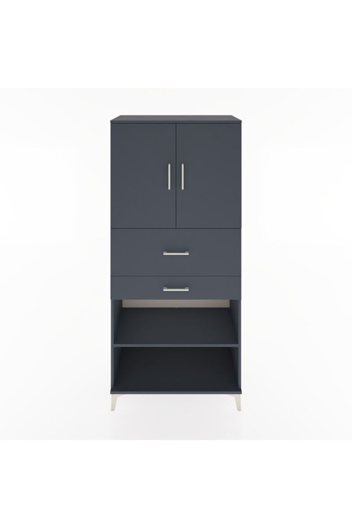 Hyperion Dolap 4 Raflı 2 Çekmeceli 2 Kapaklı 88x44x195 Antrasit-Antrasit