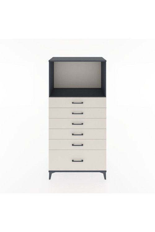 Hyperion Dolap Tek Raflı 6 Çekmeceli 88x44x182 Antrasit-Aytaşı
