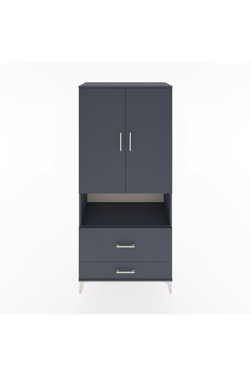 Hyperion Dolap 2 Raflı 2 Çekmeceli Tek Askılı 88x44x195 Antrasit-Antrasit
