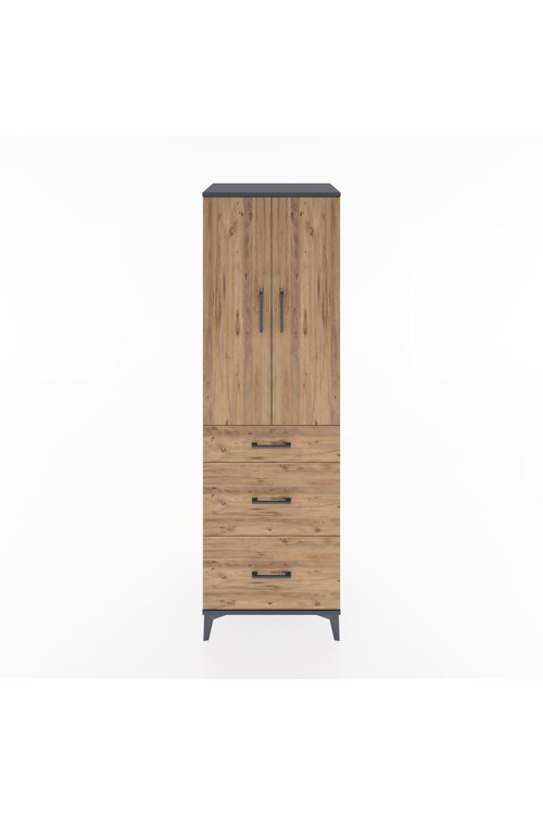 Hyperion Dolap 1 Raflı 3 Çekmeceli 1 Askılı 60 x 44 x 195 cm Antrasit - Çam