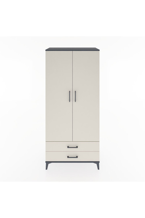 Hyperion Dolap 3 Raflı 2 Çekmeceli Tek Askılı 88x44x195 Antrasit-Aytaşı