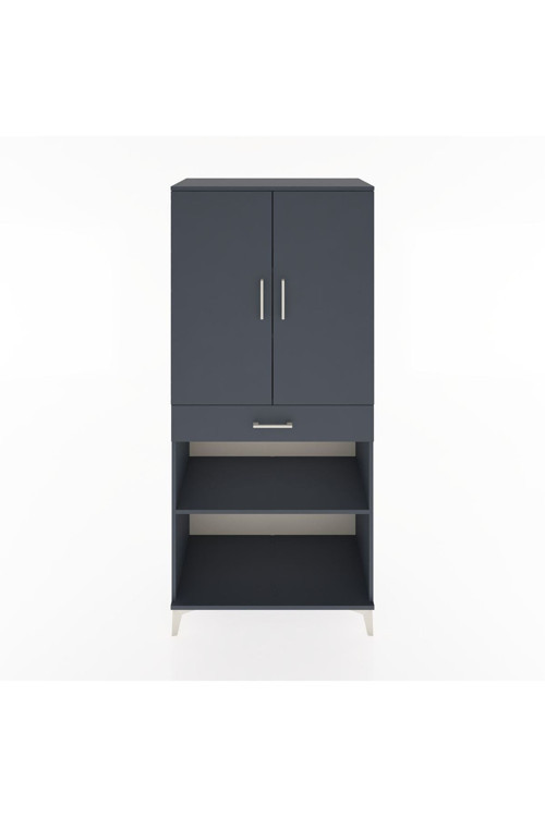 Hyperion Dolap 4 Raflı Tek Çekmeceli 2 Kapaklı 88x44x195 Antrasit-Antrasit