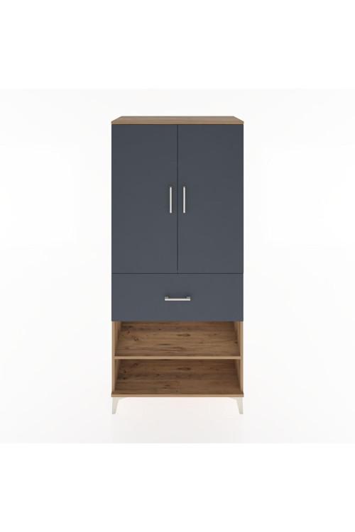 Hyperion Dolap 2 Raflı Tek Çekmeceli Tek Askılı 88x44x195 Çam-Antrasit