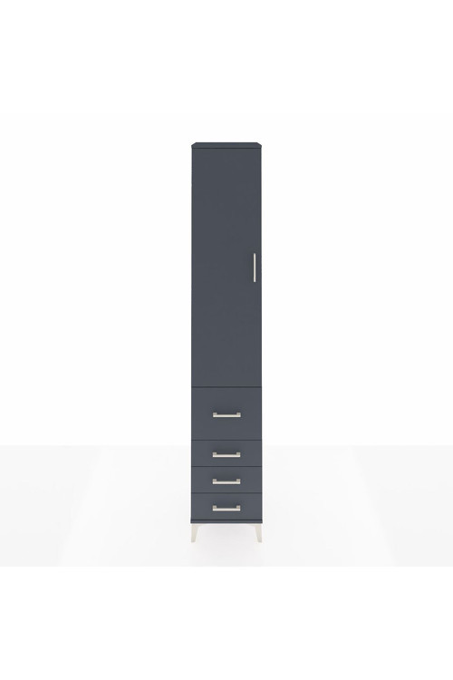 Hyperion Dolap 4 Raflı 4 Çekmeceli Tek Kapaklı 44x44x243 Antrasit-Antrasit