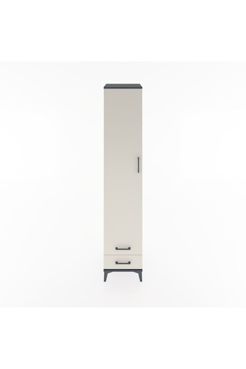 Hyperion Dolap 3 Raflı 2 Çekmeceli Tek Askılı 44x44x221 Antrasit-Aytaşı