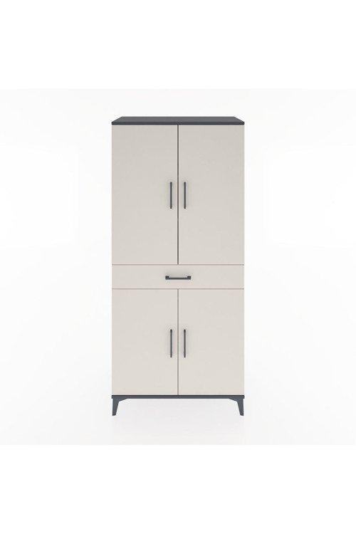 Hyperion Dolap 4 Raflı 1 Çekmeceli 4 Kapaklı 88 x 44 x 195 cm Antrasit - Aytaşı
