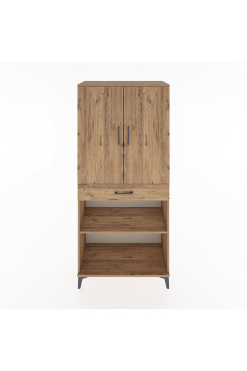 Hyperion Dolap 4 Raflı Tek Çekmeceli 2 Kapaklı 88x44x195 Çam-Çam
