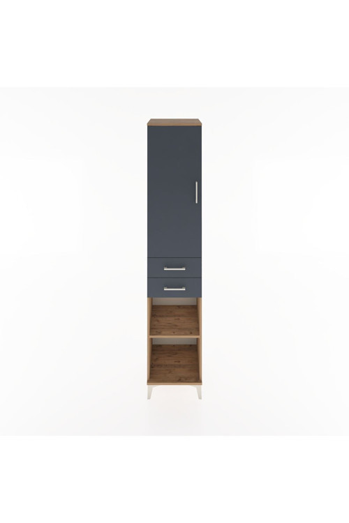 Hyperion Dolap 3 Raflı 2 Çekmeceli Tek Askılı 44x44x221 Çam-Antrasit