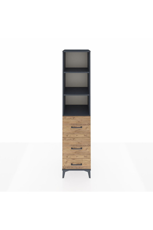 Hyperion Dolap 3 Raflı 3 Çekmeceli 44 x 44 x 195 cm Antrasit - Çam