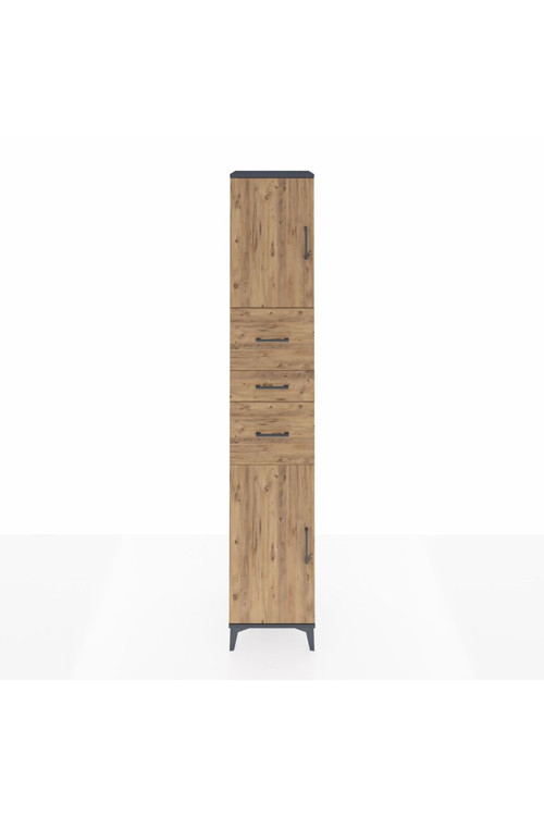 Hyperion Dolap 3 Raflı 3 Çekmeceli 2 Kapaklı 44x44x243 Antrasit-Çam