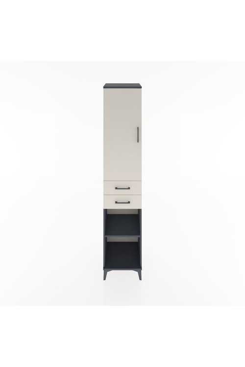 Hyperion Dolap 3 Raflı 2 Çekmeceli Tek Askılı 44x44x221 Antrasit-Aytaşı