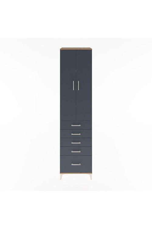 Hyperion Dolap 4 Raflı 5 Çekmeceli 2 Kapaklı 60 x 44 x 243 cm Çam - Antrasit