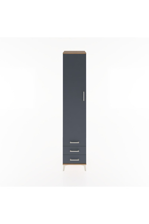 Hyperion Dolap 5 Raflı 3 Çekmeceli 1 Kapaklı 44 x 44 x 221 cm Çam - Antrasit
