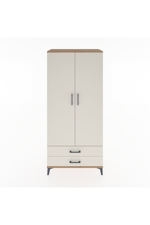 Hyperion Dolap 3 Raflı 2 Çekmeceli Tek Askılı 88x44x195 Çam-Aytaşı